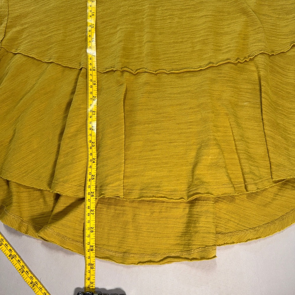 Free People We The Free Chartreuse Slub Knit Peplum Top Short Sleeve Size Medium - Picture 4 of 13
